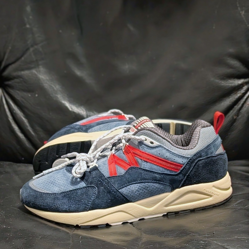 Men's Navy and Red Suede Athletic Sneakers